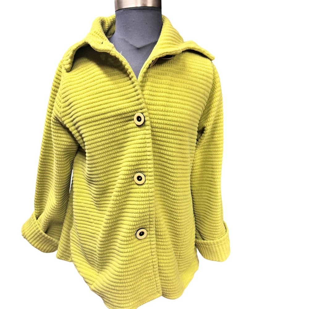 Maralyce‎ Ferree Womens Lime Green Textured Button Up Jacket small oversized